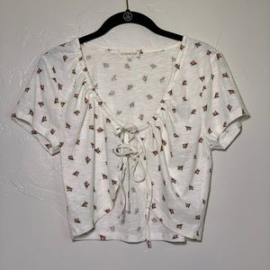 Ultra Flirt Tie Front Floral Crop Top XL